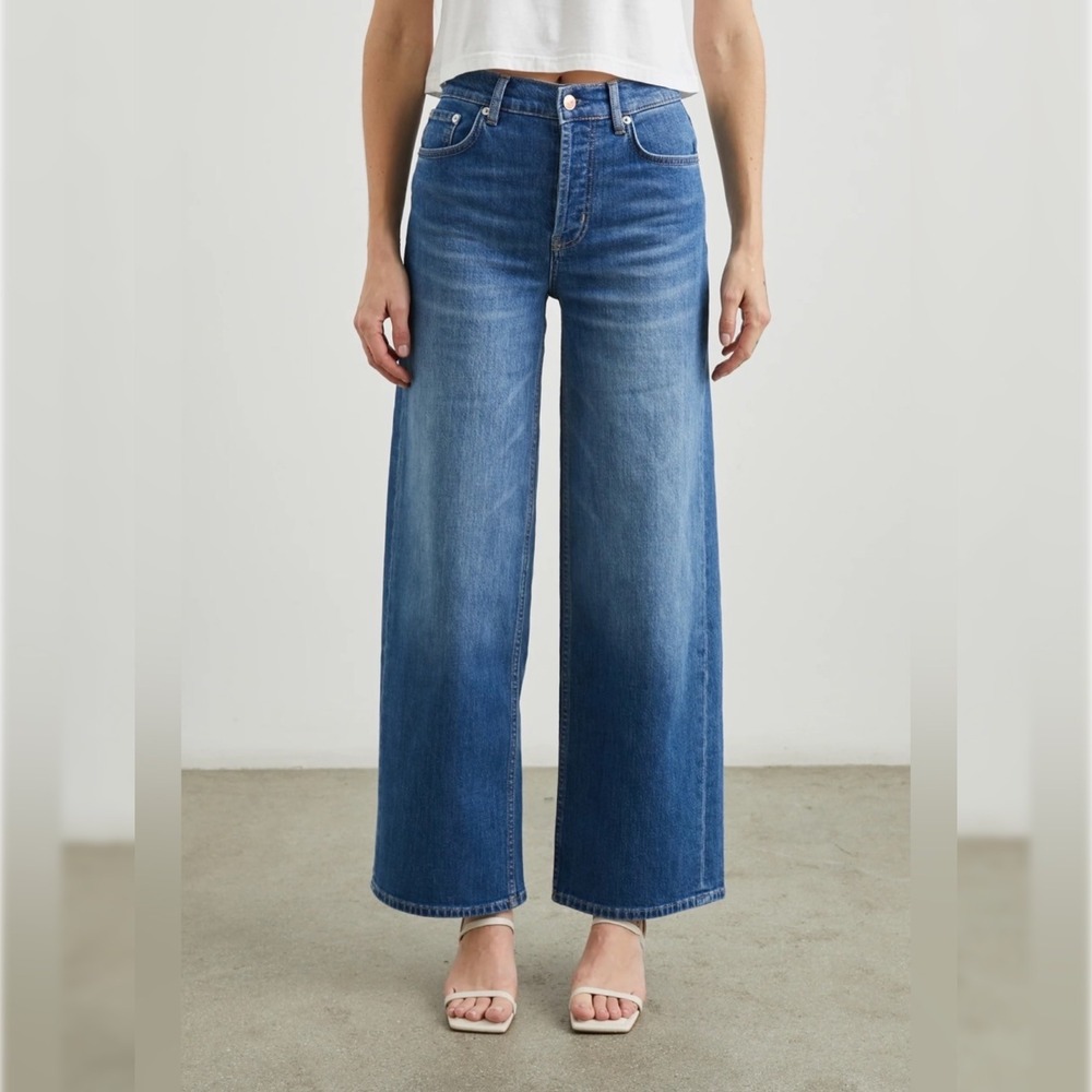 New Rails Tidal Wave Wash Blue The Getty High Rise Wide‎ Leg Jeans 30